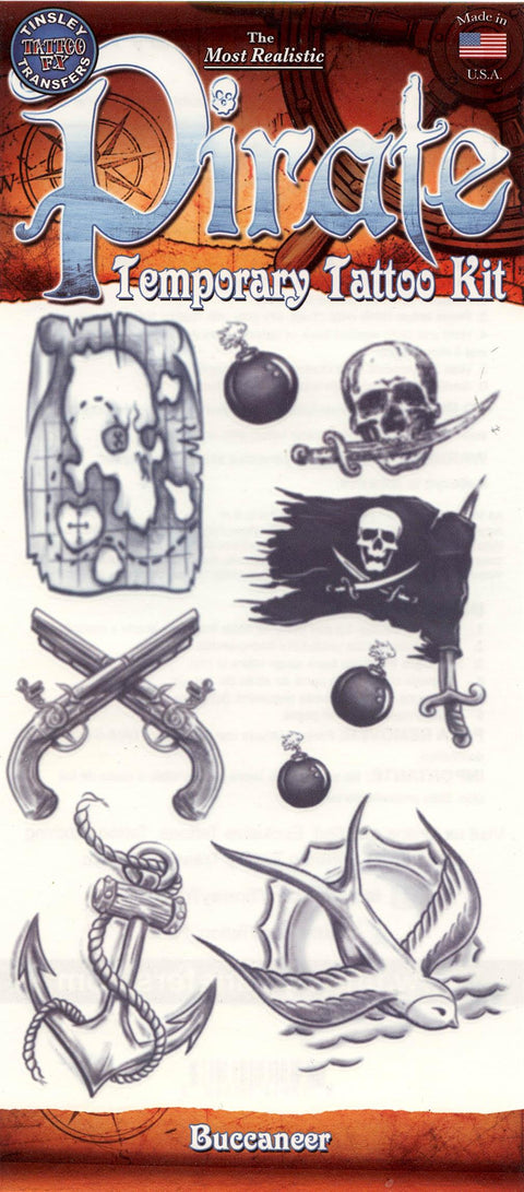 Pirate Kit - 'Buccaneer' Temporary Tattoo FX - vendor-unknown - Minifies Makeup Store