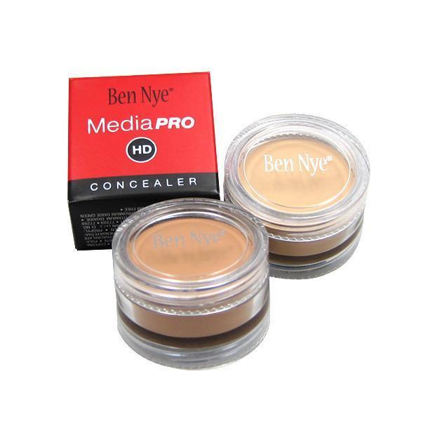 Ben Nye Coverette shown in packaging and two different shades - Minifies Makeup Store